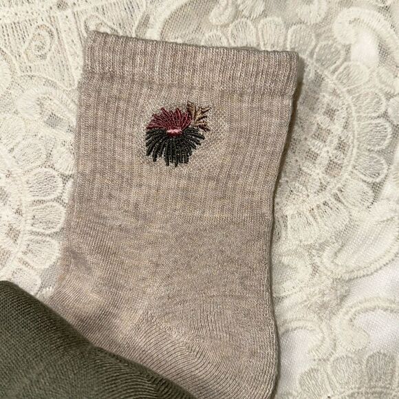 Ted Baker Pink Green Beige High Quarter Crew Floral Embroidery Stretch Socks 3pk - Picture 13 of 16